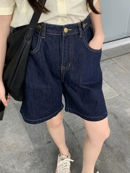 HOUZHOU Harajuku Nadrozmerná Šortky Džínsy Ženy kórejský Streetwear Koleno Dĺžke Denim Krátke Nohavice Letné 2022 Rovnou Nôh Nohavice