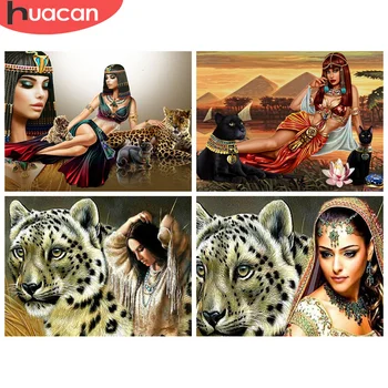 HUACAN 5d Diamond Maľovanie Žena Zvierat Diamond Výšivky Predaj Leopard Obrázky Z Kamienky Mozaiky Remeselné