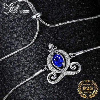 JewelryPalace Pumpkin Carriage Vytvorené Blue Sapphire 925 Sterling Silver Bolo Náramok pre Ženy Oválne Drahokam, Jemné Šperky