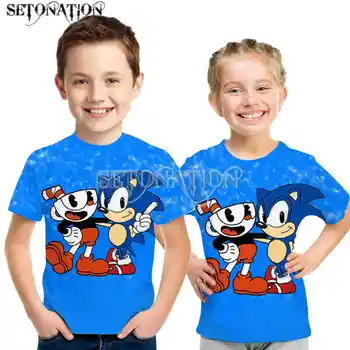 Kawaii Cuphead Mugman 2022 chlapci dieťa's3D Tlač Us T-shirt O-neck Tričko Rukáv deti Oblečenie Bežné narodeniny letné Topy