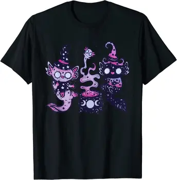 Kawaii Pastel Goth Umenie Roztomilý axolotl Čarodejnice Čiar T-Shirt