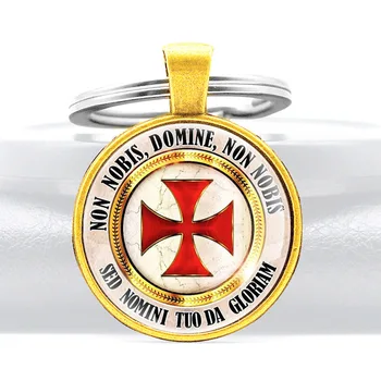 Klasické Rytieri Templar Kríž Sklo Cabochon Kovový Prívesok Prívesok Na Módne Muži Ženy Krúžok Príslušenstvo Keychains Dary