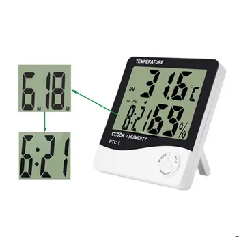 LCD displej, Elektronické Digitálne Teplota Vlhkosť vzduchu Meter Pre Domáce Mini Izba Teplomer Teplota Vlhkosť Monitor Hodiny HTC-1