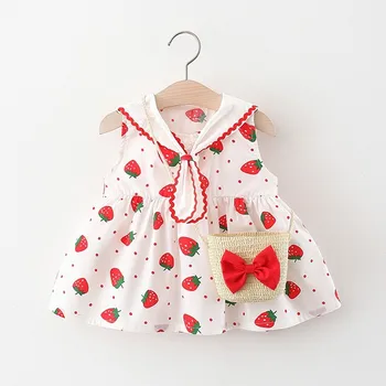Letné novorodenca dievča oblečenie, oblečenie jahoda vesta šaty pre dieťa dieťa handričkou deti 1. narodeniny princezná šaty šaty