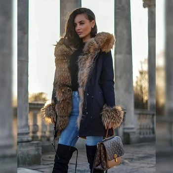 Maomaokong nové bunda žena 2022 Skutočné prírodné kožušiny kabát Žien kabát Zimný fox kožušiny golier bunda parka oblečenie pre Ženy