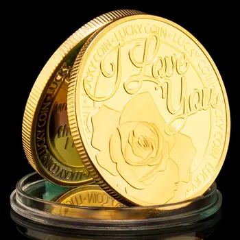 Milujem Vás Šťastie Mince Kreatívny Darček Zberateľskú Striebro Pozlátené Suvenír Mince Vy Ste Ten, Milujem Pamätné Mince Darček