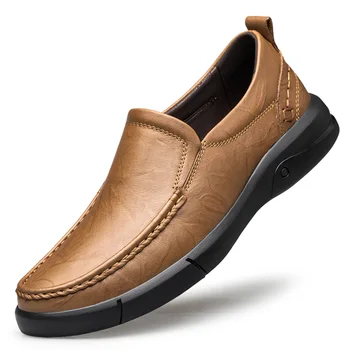 Muži Mokasíny Svetlo Kožené členkové Topánky 2021 Jeseň Muž Vonkajšie Vychádzkové Topánky Pohodlné Pánske Soft Mokasíny pánske Topánky