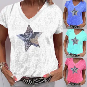 Móda tvaru Krátky Rukáv Pentagram Print T Shirt Ženy 2020Summer Plus Veľkosť 5xl T-shirt Žena
