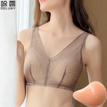 Móda Ženy Sexy Čipka Podprsenka Silikónový Prsný Implantát Hubky Prsia Pad Pohodlie Podprsenky, Silikónové Prsia Formy Protéza Falošné Prsia