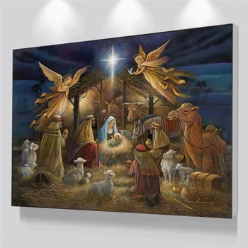 Narodenie Ježiša Krista Wall Art Plátno na Maľovanie betlehemom Vianočný Dekor Moderné olejomaľba Cirkvi Stenu Decor Cuadros
