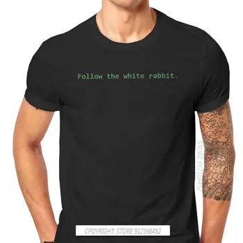 Neo sci-fi Film Podľa White Rabbit T Shirt Harajuku Kvalitné Tričko Big Veľkosť O-Krku Muži T-shirts List Tlač