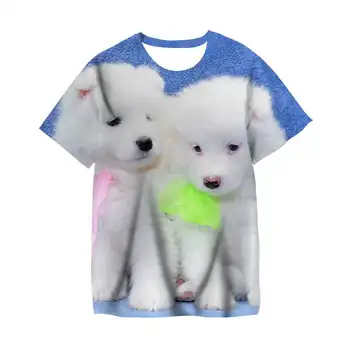 Nové Deti Zábavné Bežné Psa 3D Krátky Rukáv T Shirt Harajuku Štýl Pet Tlače Top Roztomilý Zvierat Psa T Tričko