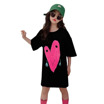 Nové Dievčenské Tričko Krátky Rukáv Deti Letné Oblečenie, Módne Veľké Dievčatá Voľné Hip Hop Topy Roztomilý Láska Biele Tričká 10 Až 12 Teenage