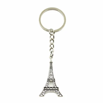 Nové Módne Mužov Vysoko Kvalitné Auto Keychain DIY Kovový Držiak Reťaze Striebornú Farbu a Eiffelova Veža v Paríži Prívesok Na Darček