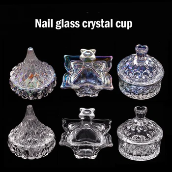 Nové Rainbow Crystal Clear Akryl Tekuté Jedlo Dappen Tanier Sklenený Pohár s Vekom Misa pre Akryl Prášok Monoméru Nail Art Nástroj