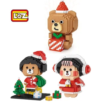 Nový Rok Tovaru LOZ Mini Bloky Karikatúra Roztomilý Medveď Dievča Malé Tehly Brinquedo Deti Darčeky Dievčatá Predstaviť Vianoce 9275