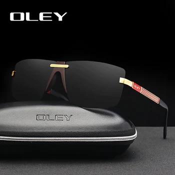OLEY Módne pánske Frameless Polarizované slnečné Okuliare Classic Pilot Okuliare UV400 Gafas De Sol Y4909 Podporu vlastné LOGO
