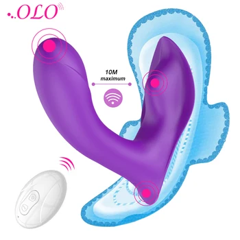 OLO 10 Rýchlosť Diaľkové Ovládanie Nositeľné Dildo Vibrátor sexuálnu Hračku pre Ženy Klitoris, Vagina Stimulovať Žena Masturbator Nohavičky Vibrátor
