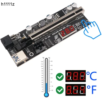 PCIE Stúpačky 009S Plus Stúpačky PCI E PCI Express X1 do X16, Dual 6Pin pre Grafické Karty GPU Bitcoin Banské Banské w/ Snímač Teploty