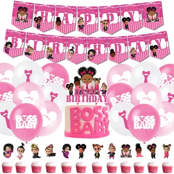 Pink Baby Girl Šéf Tému Narodeninovú Oslavu, Dodávky Písmená Banner Balón Cake Dekorácie Baby Sprcha Dieťa Chlapec Darček