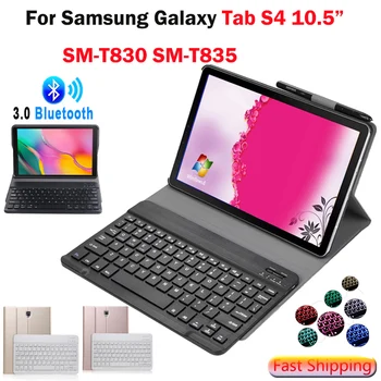 Podsvietená Klávesnica Pre Samsung Galaxy Tab S4 10.5 T830 T835 SM-T830 Bluetooth Klávesnicu, Kožený Kryt Funda s Ceruzkou Držiteľ