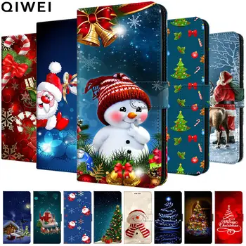 Pre Huawei P30 Lite Prípade Vianočné Peňaženky Flip Kožený Kryt na Huawei P20 Lite S 30 Pro P10 20 Telefónnych Prípadoch Ochranné Tašky