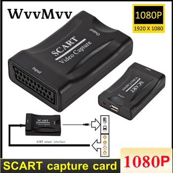 PzzPss 1080P USB 2.0, SCART Video Capture Karty Príslušenstvo Grabber, DVD snímanie Box pre Živé Vysielanie, Plug And Play, Home
