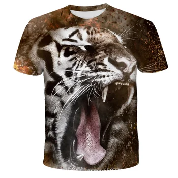 Pánske 3D Tiger, Lev Vytlačené T-Shirts Ženy Letné Módy Okrúhlym Výstrihom, Krátky Rukáv Street Oblečenia Hip-Hop Zvierat Tshirts