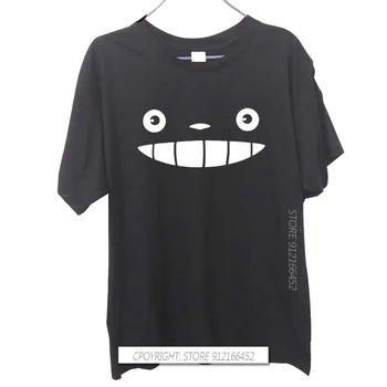 Pánske Letné Anime Môj Sused Totoro Tvár Tlač Vzor T-Shirt Japonskom Štýle Mužov Oblečenie Krátke Sleeve Tee Košele