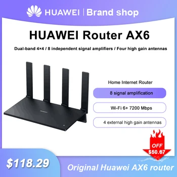Pôvodné Huawei WiFi AX6 WiFi Dual band Router Wi-Fi 6+ 7200Mbps 4k QAM 8 kanálový signál Bezdrôtového Smerovača 2.4 G 5G Huawei AX6