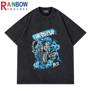 Rainbowtouches 2022 Nové Značky, pánske T-Shirt High Street Blue Kostra Dychový Prúd Mens Vintage T Košele Anime Grafické Tričko
