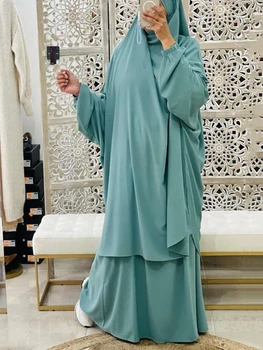Ramadánu Jilbab Abaya Dlho Khimar Hidžáb Oblečenie 2 Dielna Sada Moslimských Žien Modlitba Oblečenie Dubaj Saudskej Eid Abayas Sady Islamskej Niqab