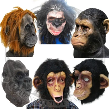 Realistické Orangutan Latexové Masky Zvierat Opice Maska Zábavné Gorila Šimpanz Maska Halloween Party Cosplay Prop Maškaráda