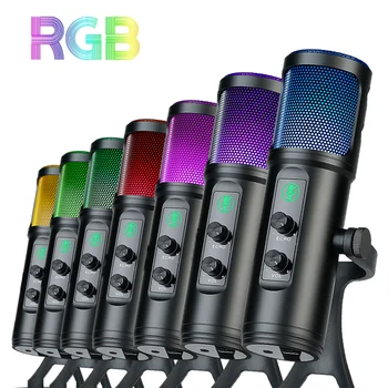 RGB Gaming Mikrofón Pre PC, Mac Počítač S redukciou Šumu Slúchadlový Výstup Dotyk-Stlmenie Mikrofónu Pre Nahrávanie, Vysielanie Spev