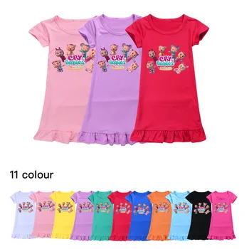 Roztomilý Cry baby Šaty Dievčatá Nightdress Oblečenie Cartoon Pyžamo detské Oblečenie-Krátke Rukáv Pyžamo Šaty Deti Rodina Nosenie