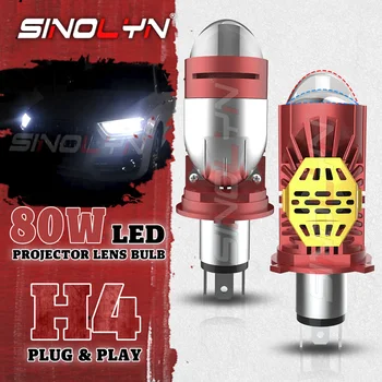 Sinolyn Mini H4 LED Žiarovka Pre predné Svetlomety 9003 HB2 Bi LED Dual Šošovky Canbus Projektor Plug&Play 80W Motocykel Automobil Vymeniť Žiarovky