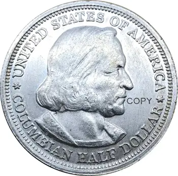 Spojené Štáty 1893 Pol Dolára Kolumbijskej Expozícia Mosadz Striebro Pozlátené Kópie Mincí