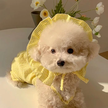 Teddy Koberčeky Košieľka Psa Lete Tenké Domáce Oblečenie Pet Pomeranian Priedušné Oblečenie Šteňa Onesie S Klobúk Pet Produktov