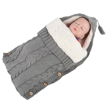 Teplé, Hrubé Pletené Detské Šaty Spací Vak Roztomilý Zimné Detské Oblečenie Sleepwear Pre Dievčatá Chlapci Spáč 0-12 mesiacov