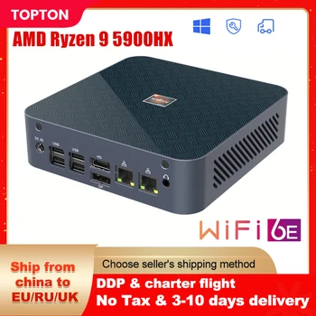Topton S500+ Herné Mini PC AMD Ryzen 9 5900U Windows 11 Pro 2*DDR4 3200MHz NVMe SSD 2,5 G LAN Ploche NUC Mini Počítač WiFi6E
