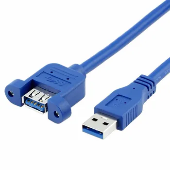 USB 3.0 Samec Samica Predlžovací Kábel s Panel Mount otvorom pre Skrutku lock konektor, adaptér, kábel pre počítač (skrutkami)