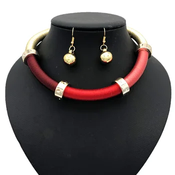Veľkoobchod Nových Afrických Náhrdelník Šperky Set Indian Svadobné Party Tkané Svadobné Šperky Sady pre Ženy