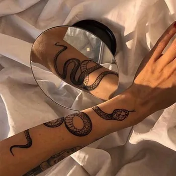 Veľká Veľkosť Black Snake Dočasné Tetovanie Samolepky Pre Ženy, Mužov Telo Pás Nepremokavé Falošné Tatto Tmavé Víno Had Tatto