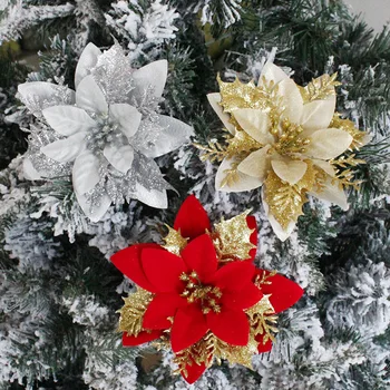 Vianočná Dekorácia Umelé Kvety Nový Rok Dekor Vianočný Stromček, Ozdoby, Darčeky Navidad 2023 Vianočné Dekorácie pre Domov