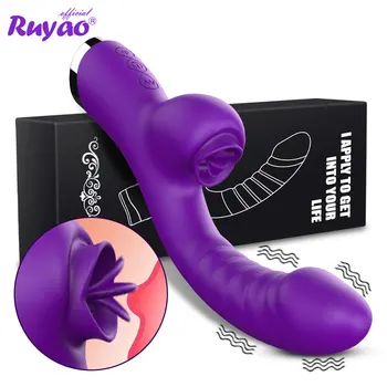 Vibrátor Pre Ženy 2 V 1 Lízanie Stroj Klitorisu Stimulátor G-Spot, Silné Vibro Dildo Prútik Žena Klitoris Bulík Dospelých, Sexuálne Hračky