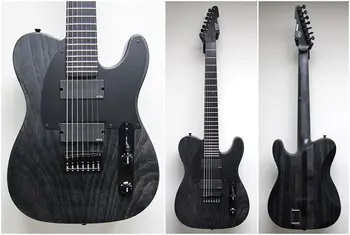 Vlastné 7 string black elektrická gitara v čiernej matnej doprava zadarmo