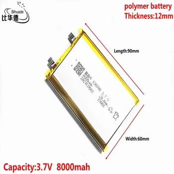 Vysoká kvalita 3,7 V Lítium-polymérová 8000mAh 126090 Mäkké package batéria Pre Napájanie Banka Bluetooth Reproduktorov Tabletu DVD batérie