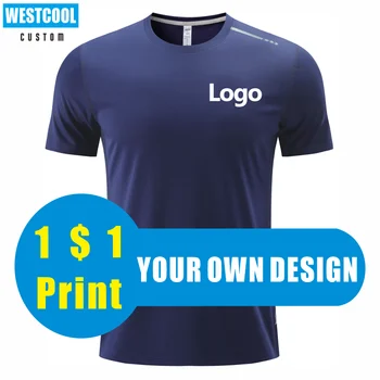 WESTCOOL Rýchle Sušenie T-Shirt Vlastné Logo Výšivky Spoločnosti Tím Značky Návrhu Tlače Letná 6 Farieb Mužov A Žien Oblečenie Športové