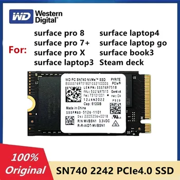 Western Digital SN740 1 TB 2TB 512 gb diskom 256 GB M. 2 NVMe 2242 PCIe4.0x4 SSD (Solid State pre Microsoft Surface Pro X Povrch Notebooku 3