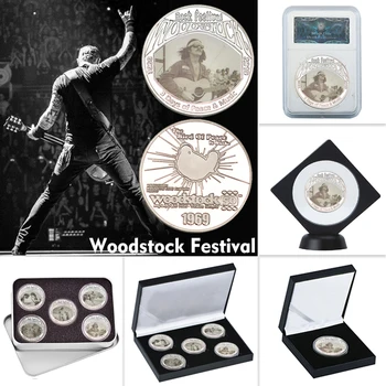 WR 50. Výročie Festival Woodstock Strieborné Mince Zberateľské predmety s Držiteľa Rockovej Hudby Výzvou Mince Originálny Darček Dropshipping